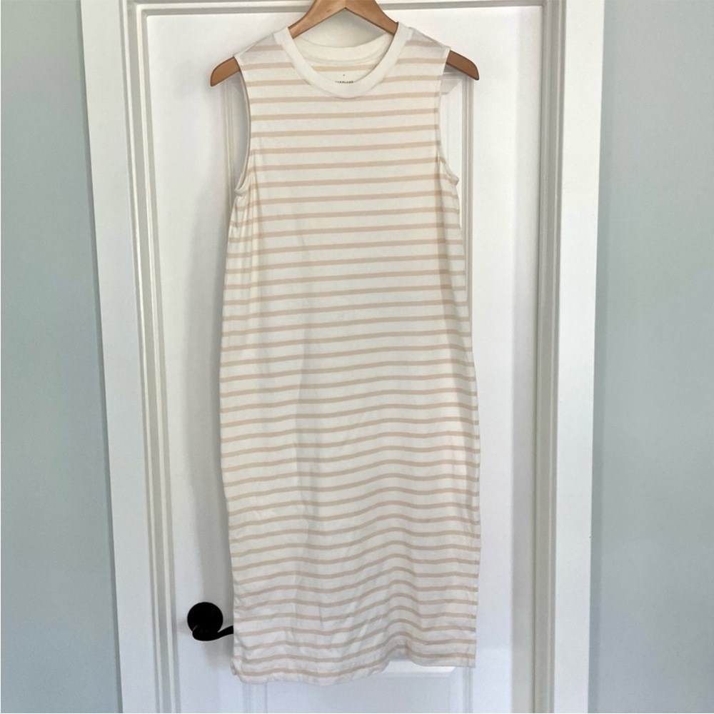 Everlane Organic Cotton Striped Sleeveless Cream Dress, NWOT